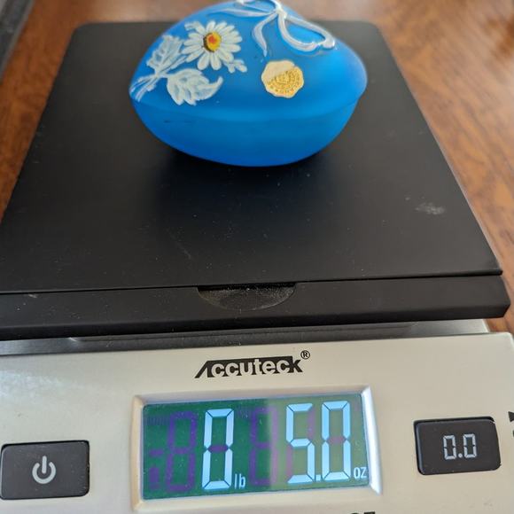 Vintage Westmoreland Blue Glass Hand Painted Daisy Small Trinket Dish As Is - Picture 14 of 14